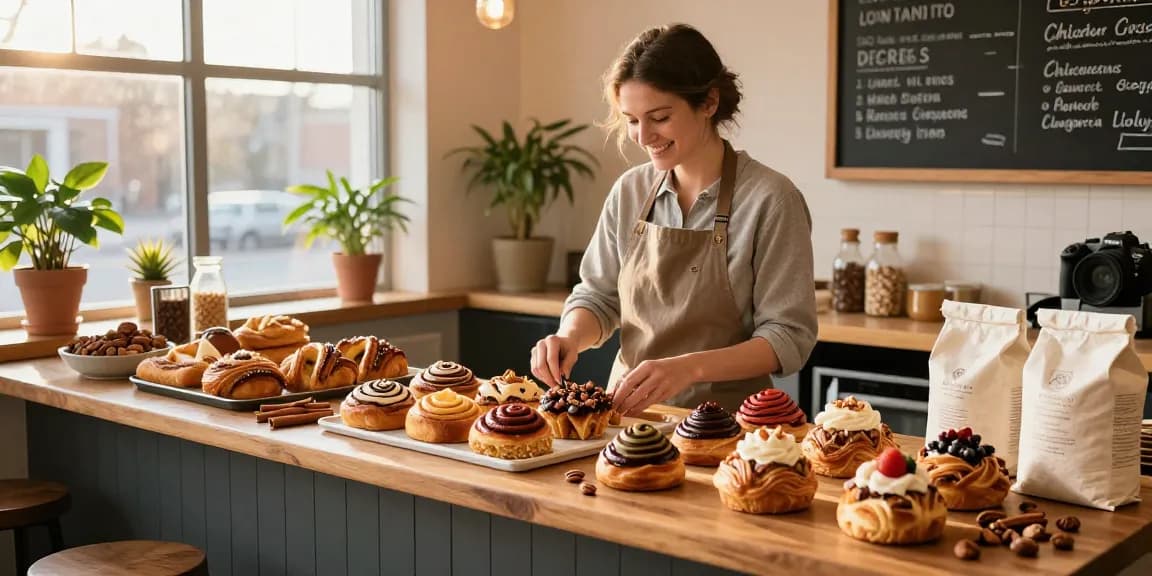 Freshly baked goods Calgary showcased in a cozy bakery with cinnamon buns and ingredients.