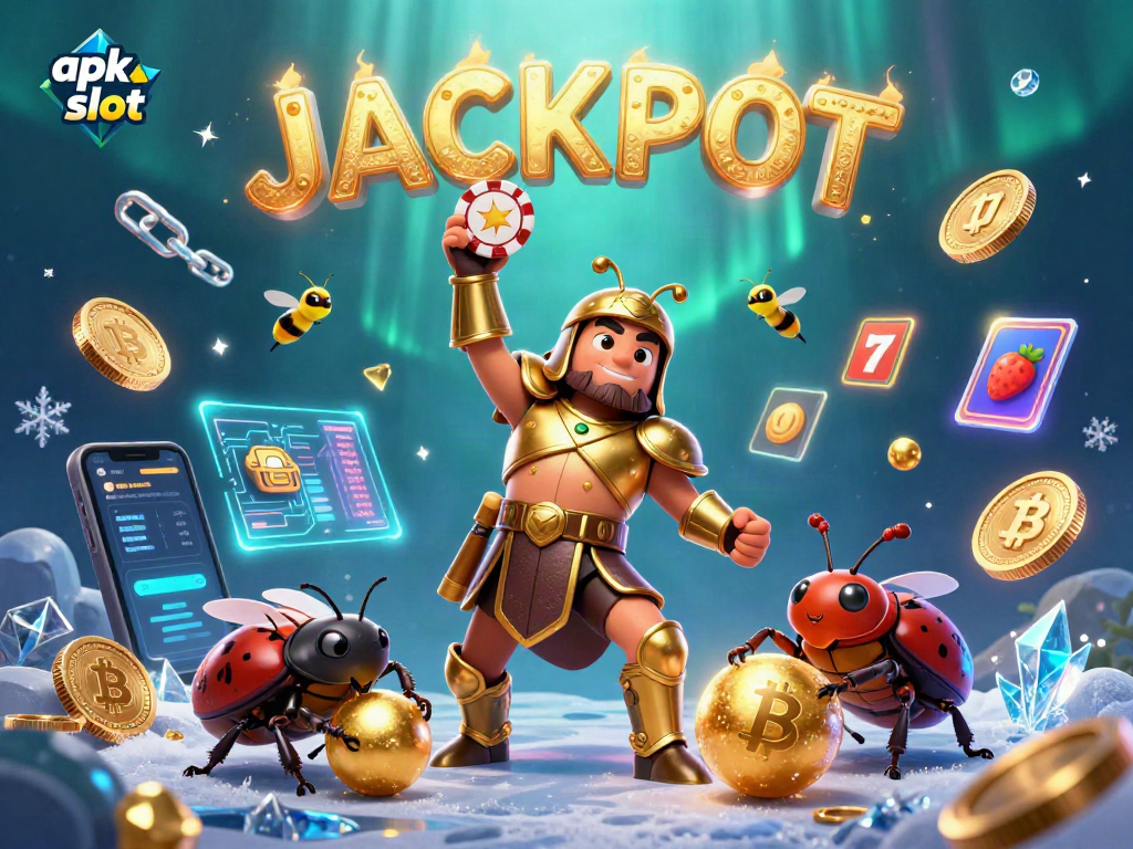 Engage with apk slot adventures featuring a victorious beetle and jackpot excitement.