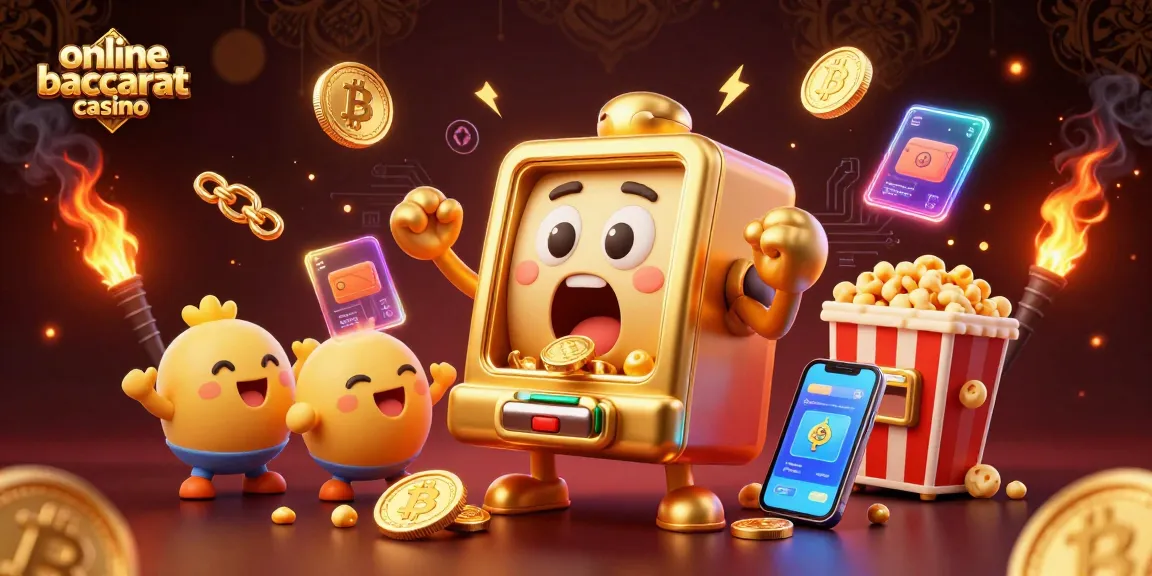 Engage in online baccarat casino excitement as the slot machine wins, showering coins!